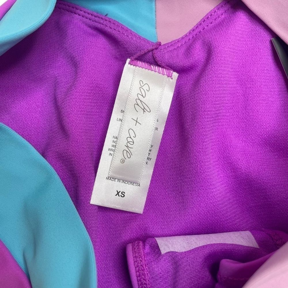 Salt + Cove Blooming Wave Midkini Top & Contrast Bikini Bottoms Orchid XS New - Picture 8 of 9
